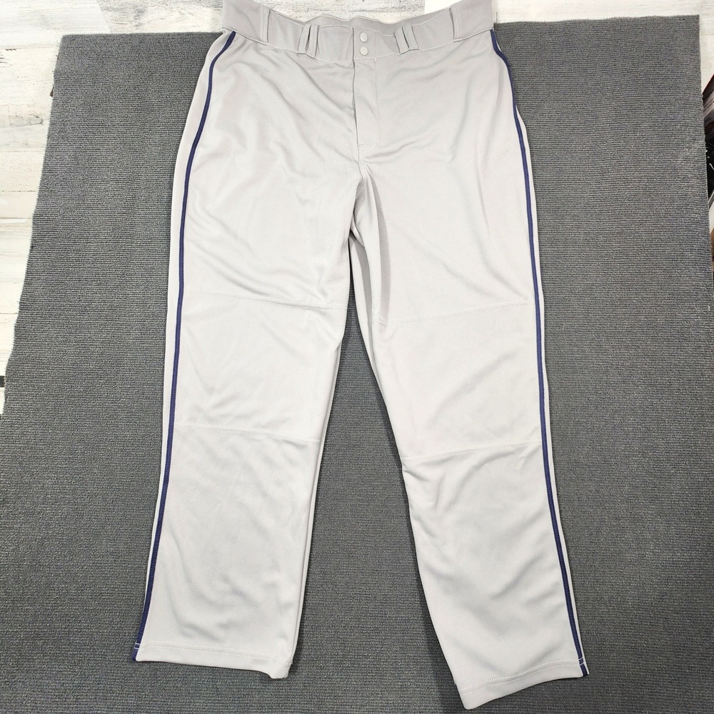 Champro Baseball Pants Mens 2X Gray Blue Piping Open Bottom Athletic Sports